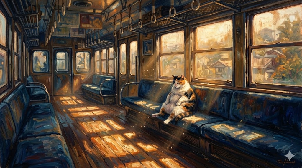 電車の車窓と入り込む光