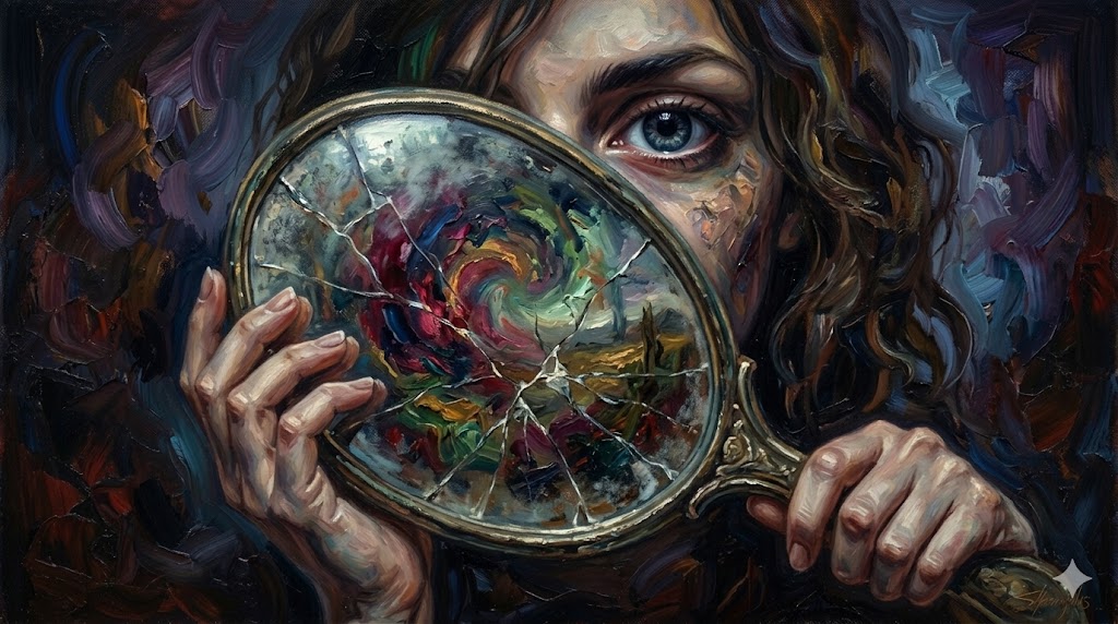 曇った鏡を見つめる虚無の瞳