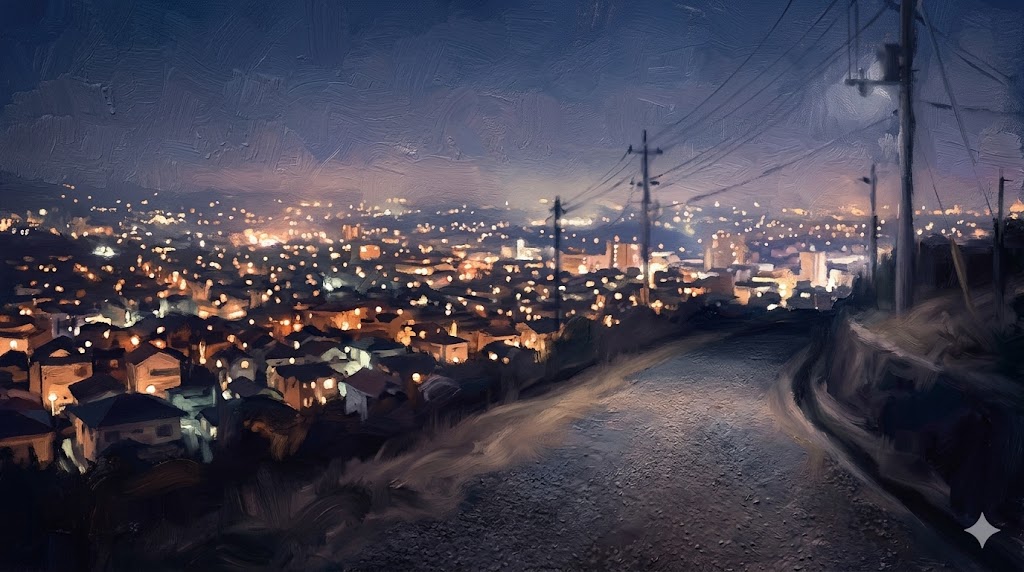 高台から見下ろす夜の街の灯り